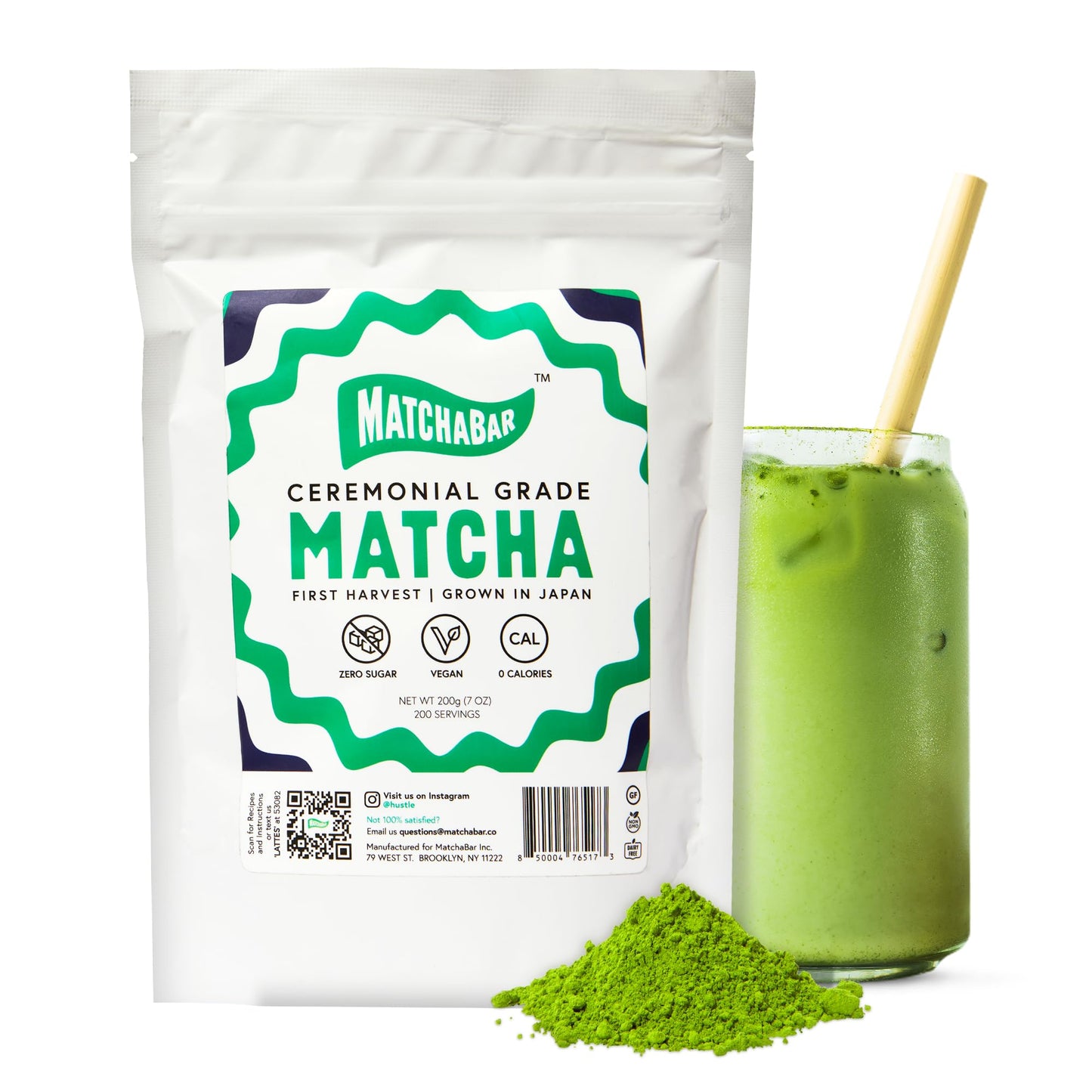 Matchabar Matcha Powder (200G) - Ceremonial Grade Authentic Japanese Matcha Green Tea Powder - Matcha Green Tea Powder Harvested In Japan - Matcha Tea Powder Latte - Zero Sugar, Vegan & 0 Calories
