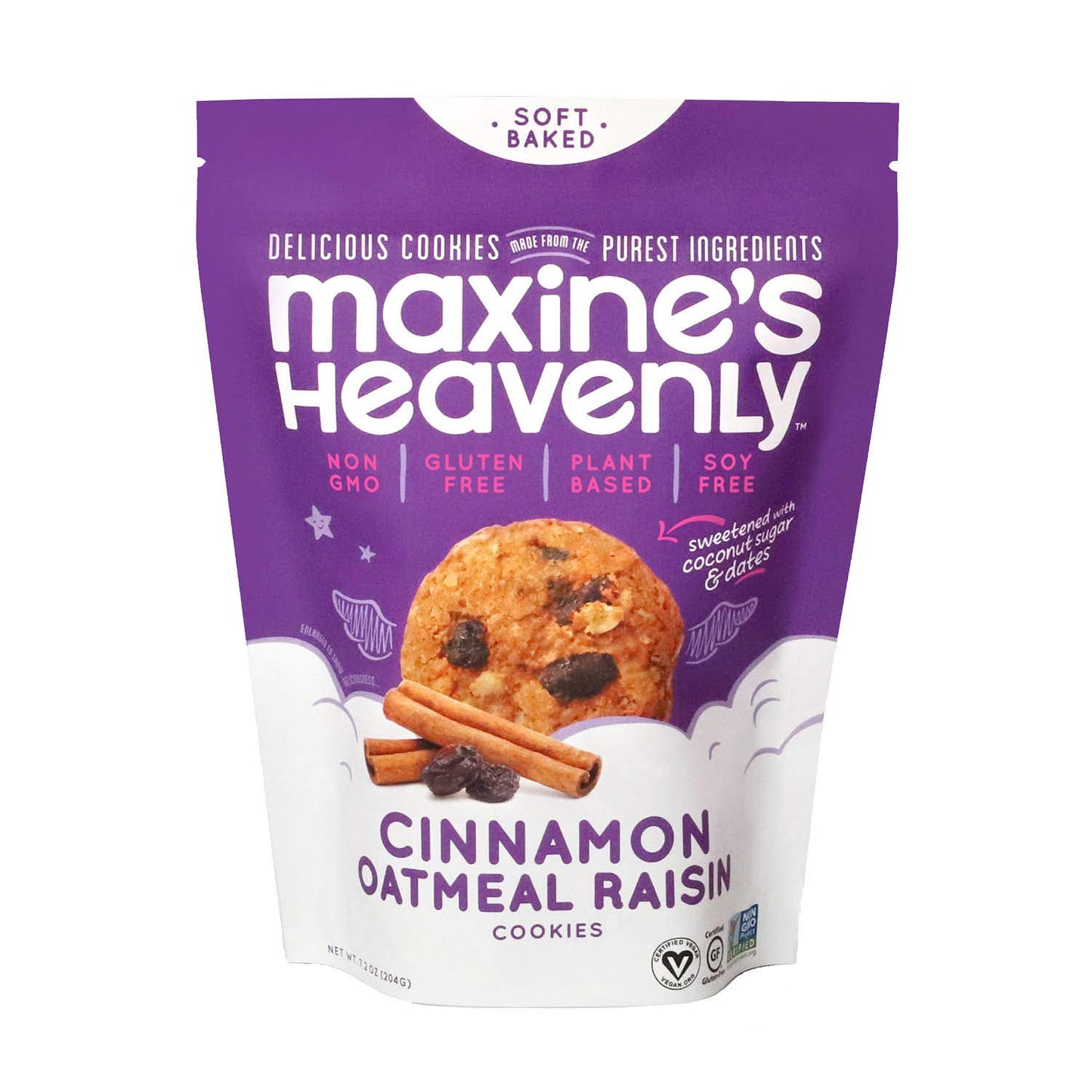 Maxine'S Heavenly - Plant Based, Gluten Free, Low Sugar - Cinnamon Oatmeal Raisin Cookies (1 Pack)