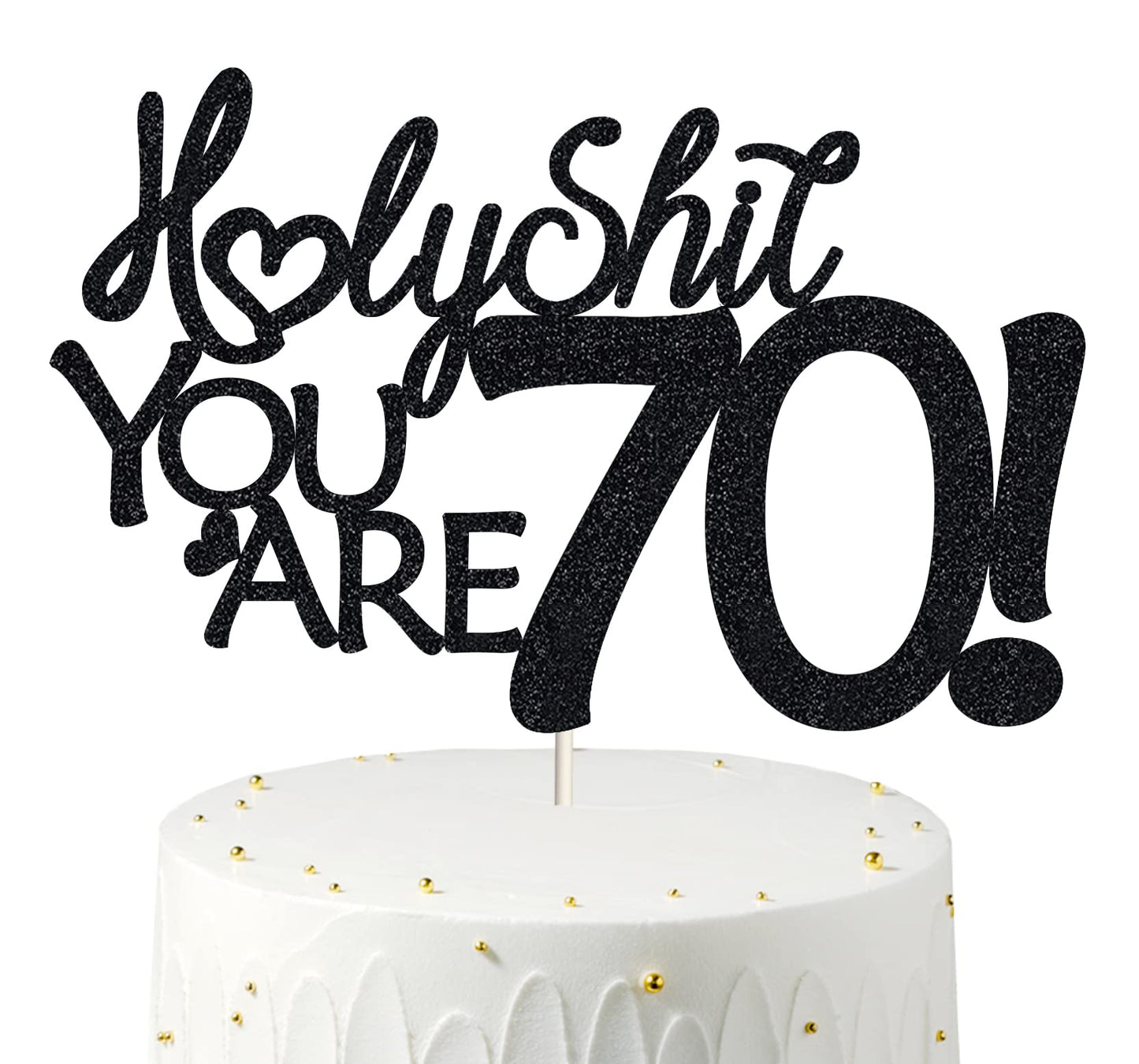 70 Birthday Cake Toppers-Black Glitter, Seventy Cake Topper, 70 Cake Topper, 70Th Birthday Decorations,70Th Birthday Cake Topper