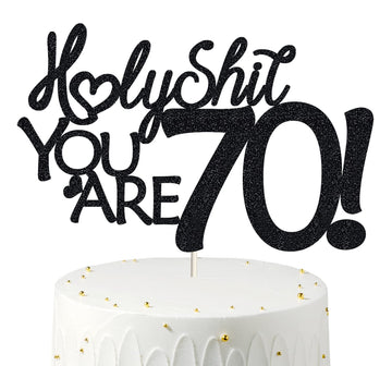 70 Birthday Cake Toppers-Black Glitter, Seventy Cake Topper, 70 Cake Topper, 70Th Birthday Decorations,70Th Birthday Cake Topper