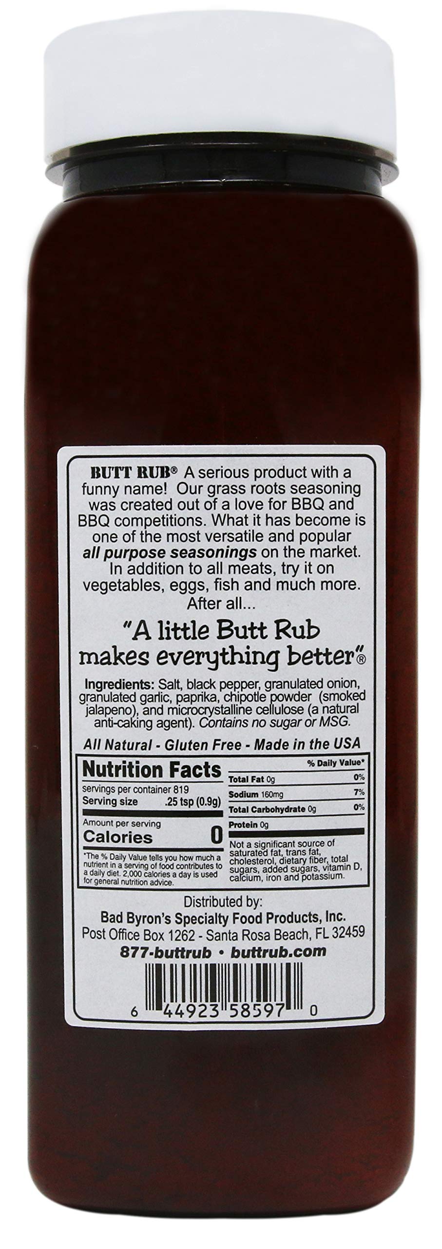 Butt Rub Bad Byrons Butt Rub Seasoning - All-Purpose BBQ Dry Rub, 26 oz, Gluten-Free, No MSG