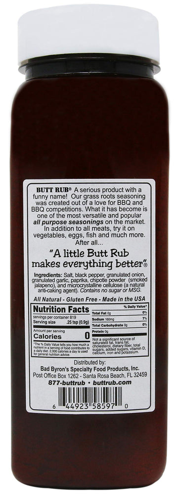 Butt Rub Bad Byrons Butt Rub Seasoning - All-Purpose BBQ Dry Rub, 26 oz, Gluten-Free, No MSG