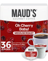 Maud's Cherry Flavored Coffee Pods, 36 ct, Medium Roast Flavored Coffee in Recyclable Single Serve Pods - 100% Arabica Beans, Co