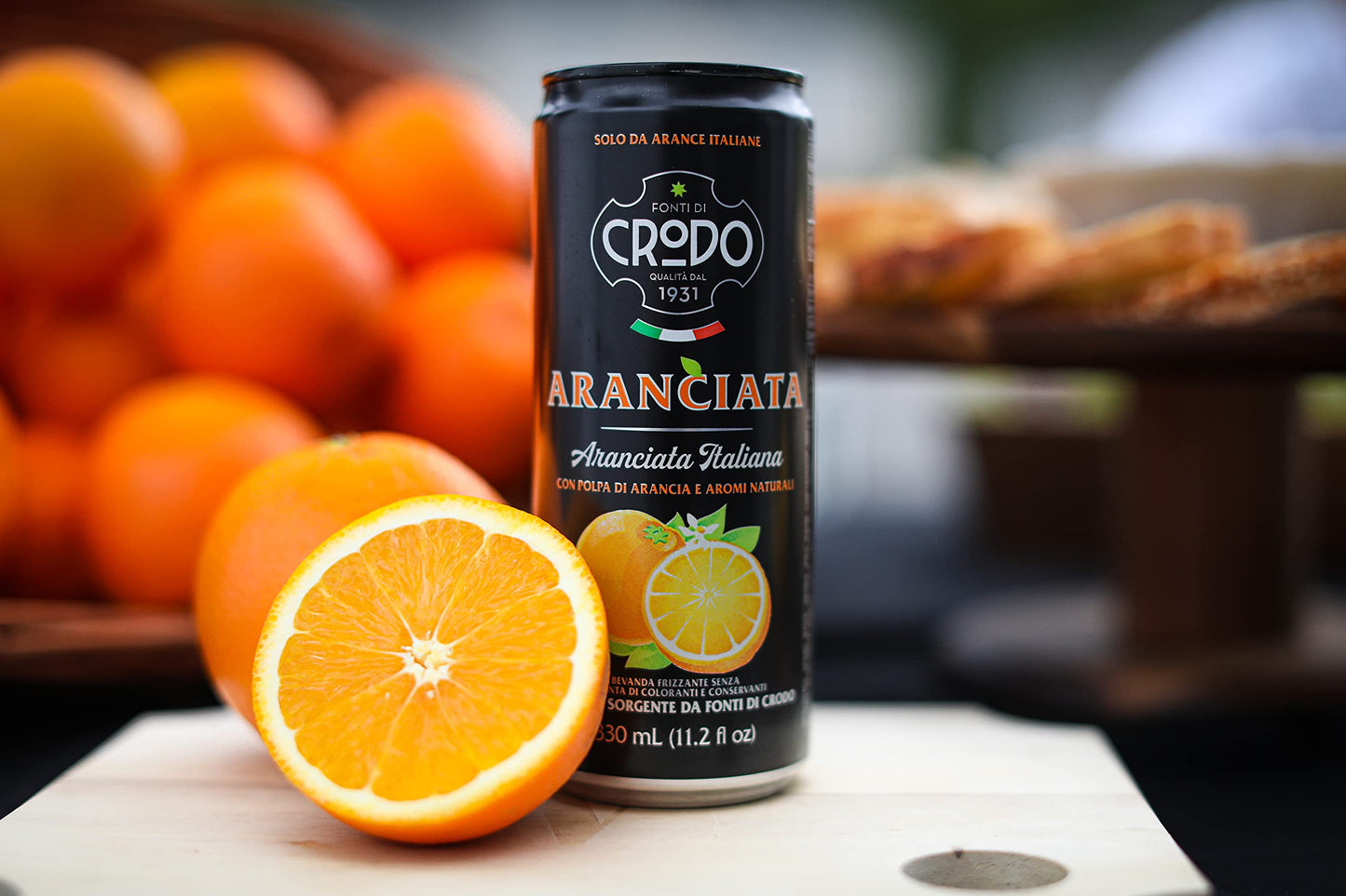 Fonti Di Crodo Aranciata, Italian Sparkling Orangeade, 11.2 Oz. Cans (Pack of 24)