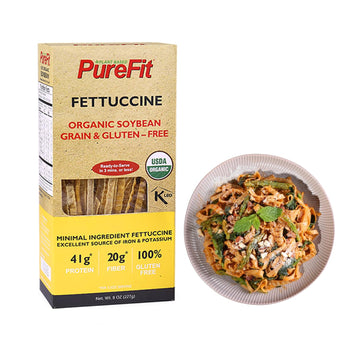 PureFit - Organic Soy Bean Fettuccine Pasta - Low Carb, High Protein, Gluten Free, Vegan, Non-GMO, Keto Friendly, Kosher, Easy t