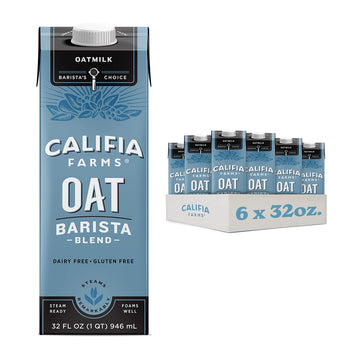 Califia Farms - Oat Barista Blend Oat Milk, 32 Oz (Pack of 6), Shelf Stable, Dairy Free, Plant Based, Vegan, Gluten Free, Non GM
