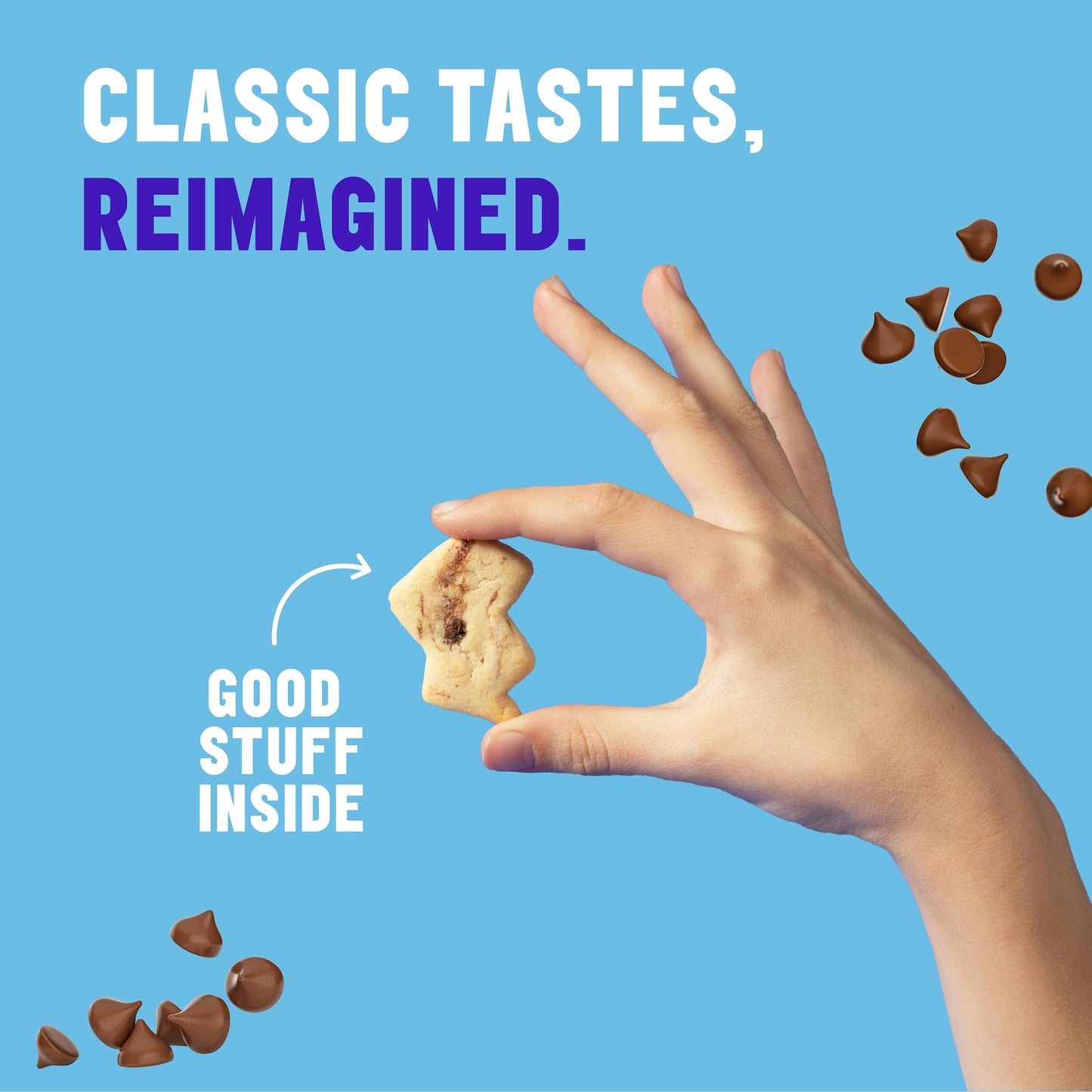 MAVERICKS Chocolate Chip Bolt Cookies - Plant-Based, Nut Free, 40% Less Sugar - 7 oz Box (8 Pack)