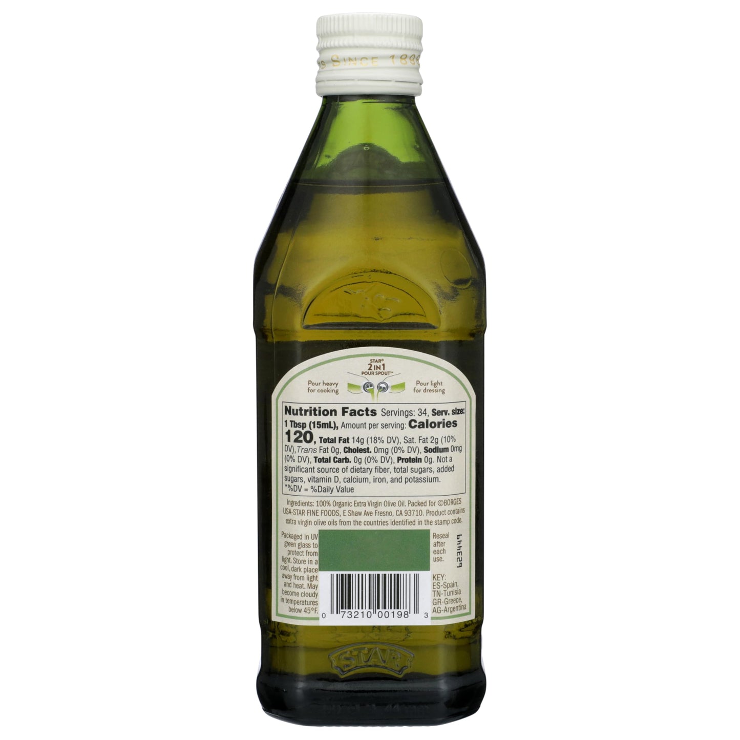 STAR Organic Extra Virgin Olive Oil, 16.9 Oz, Rich Fruity Flavor, Ideal for Dressings and Marinades
