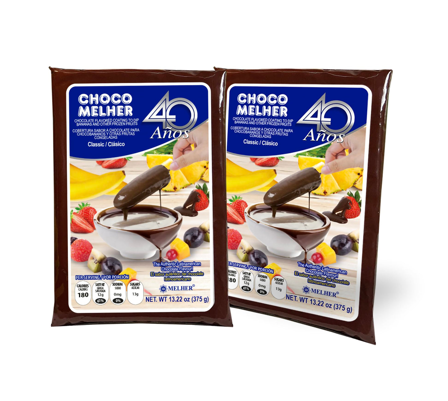 Chocomelher Clasico - 2 Pack Milk Chocolate Flavored Coating For Chocobananos - Cobertura De Chocolate - Best To Cover Frozen Ba