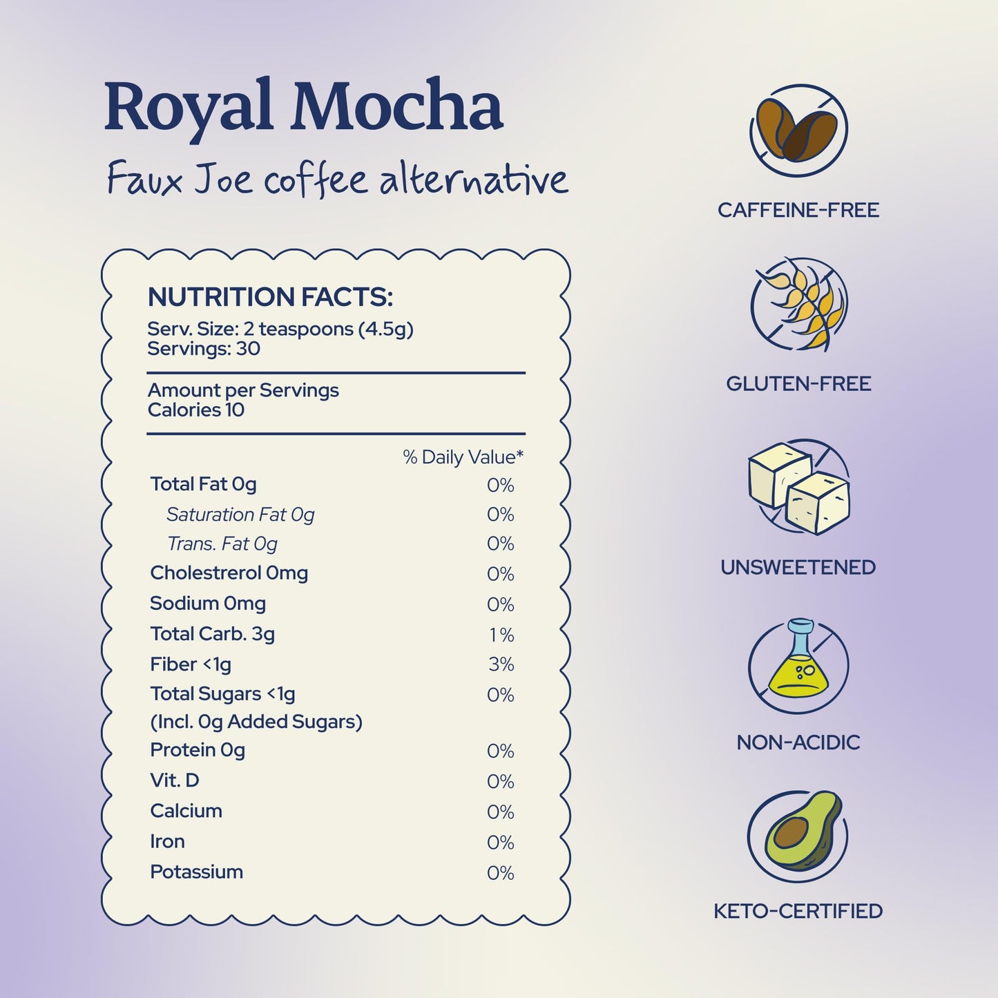Sip Herbals Herbal Coffee Alternative - Caffeine-Free Organic Tea, Royal Mocha Roast, 30 Servings