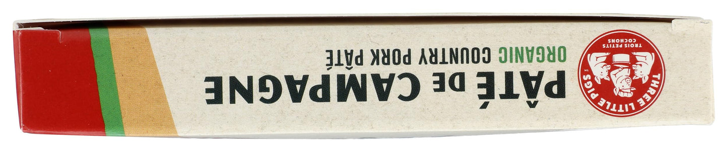 Les Trois Petits Cochons, Organic Pate de Campagne - Organic Country Pork Pate, 4 oz