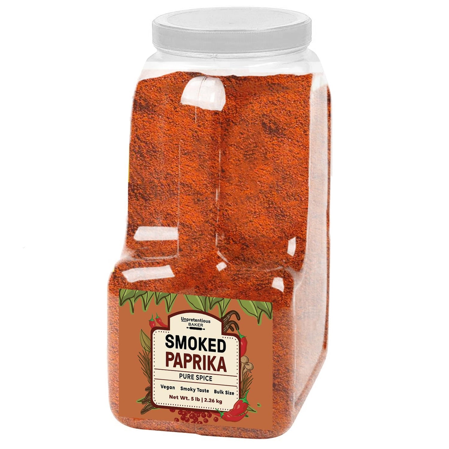 Unpretentious Smoked Paprika, 5 Lb Jar, Ground Spice From Dried Red Chile Peppers, Smoked Flavor
