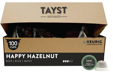 Tayst Coffee Pods, Happy Hazelnut Medium Roast, K Cups Compatible with Keurig Coffee Maker, Sustainable Single Serve, Pack of 10