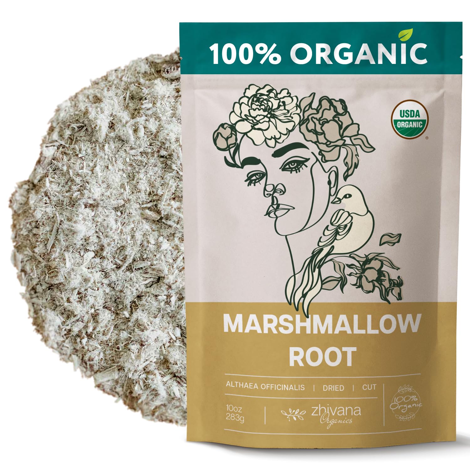 Marshmallow Root Tea Organic (10oz.) - Marshmellow Root Herb (Althaea Officinalis) - Tea for Throat Coat, Cough, Gut Lining - Co