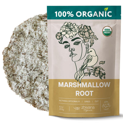 Marshmallow Root Tea Organic (10oz.) - Marshmellow Root Herb (Althaea Officinalis) - Tea for Throat Coat, Cough, Gut Lining - Co