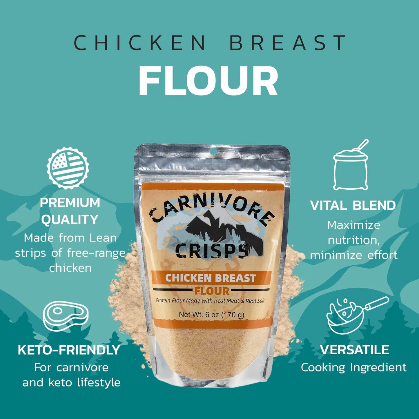 Carnivore Crisps Chicken Flour, Premium Chicken Breast Flour For Cooking And Seasoning, Rich In Protein, Paleo & Keto Friendly,