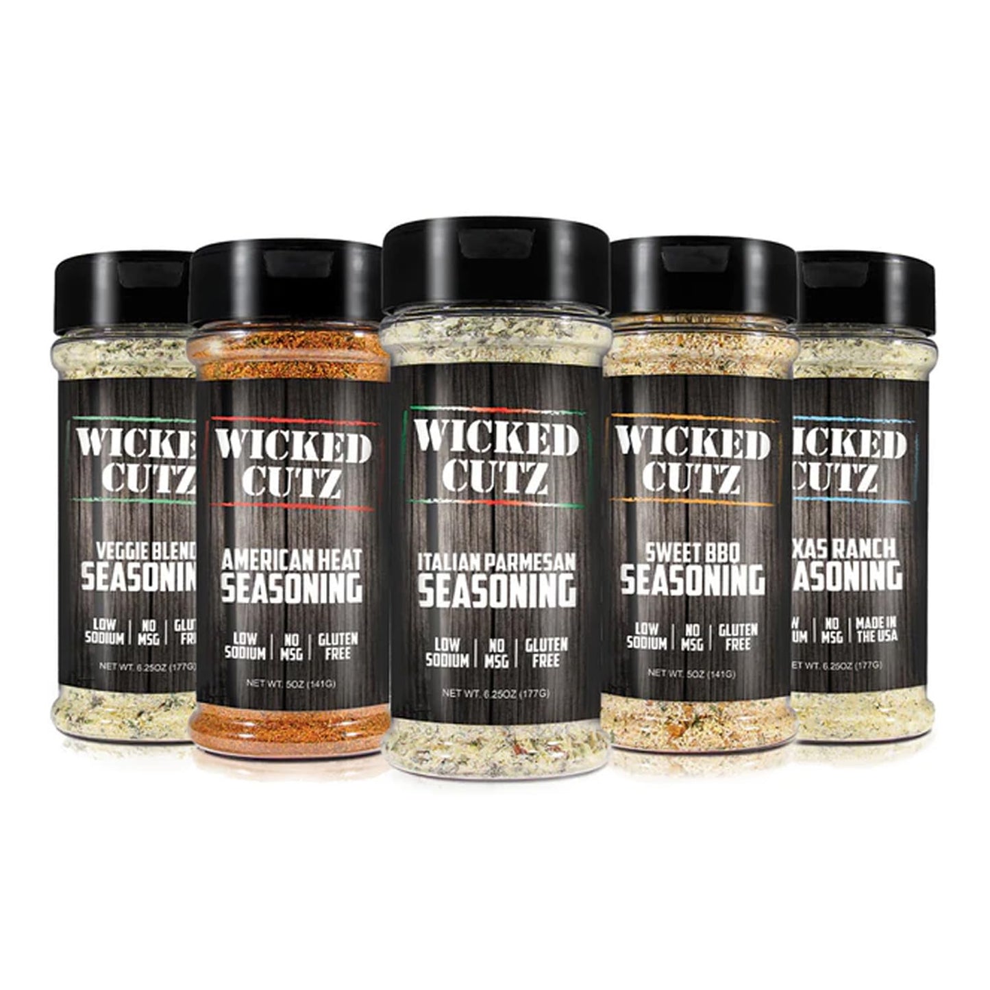 Wicked Cutz Grilling Seasoning Set, 5 Pack Low Sodium Jerky Spices, 5 Ounce