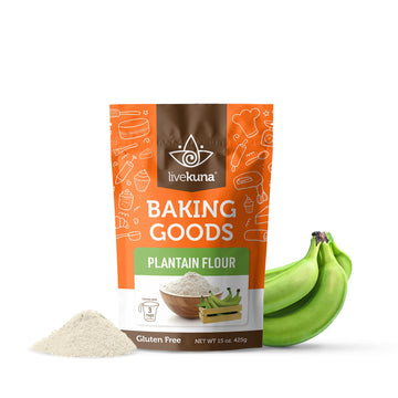 Livekuna Organic Plantain Flour - Gluten Free All Purpose Flour Alternative For Baking & Cooking Recipes - Grain Free Vegan Plan