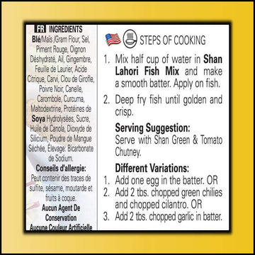Shan Lahori Fish Recipe And Seasoning Mix 3.5 Oz (100G) - Spice Powder For Batter Coated Fried Fish - Suitable For Vegetarians -