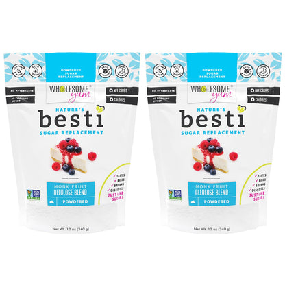 Wholesome Yum Besti Natural Powdered Sugar Substitute - Keto Confectioners Monk Fruit Sweetener Blend With Allulose (No Erythrit