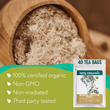 Marshmallow Root Tea Organic (40 Tea Bags) - Medicinal Teabags to Support Throat & Digestive Comfort (Althaea Officinalis) - Caffeine-Free  Non-GMO