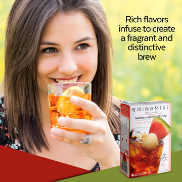 China Mist Iced Tea - Watermelon With Marula Black Tea Infusion - Refreshing And Delicious - Each Tea Bag Yields 1/2 Gallon - 4
