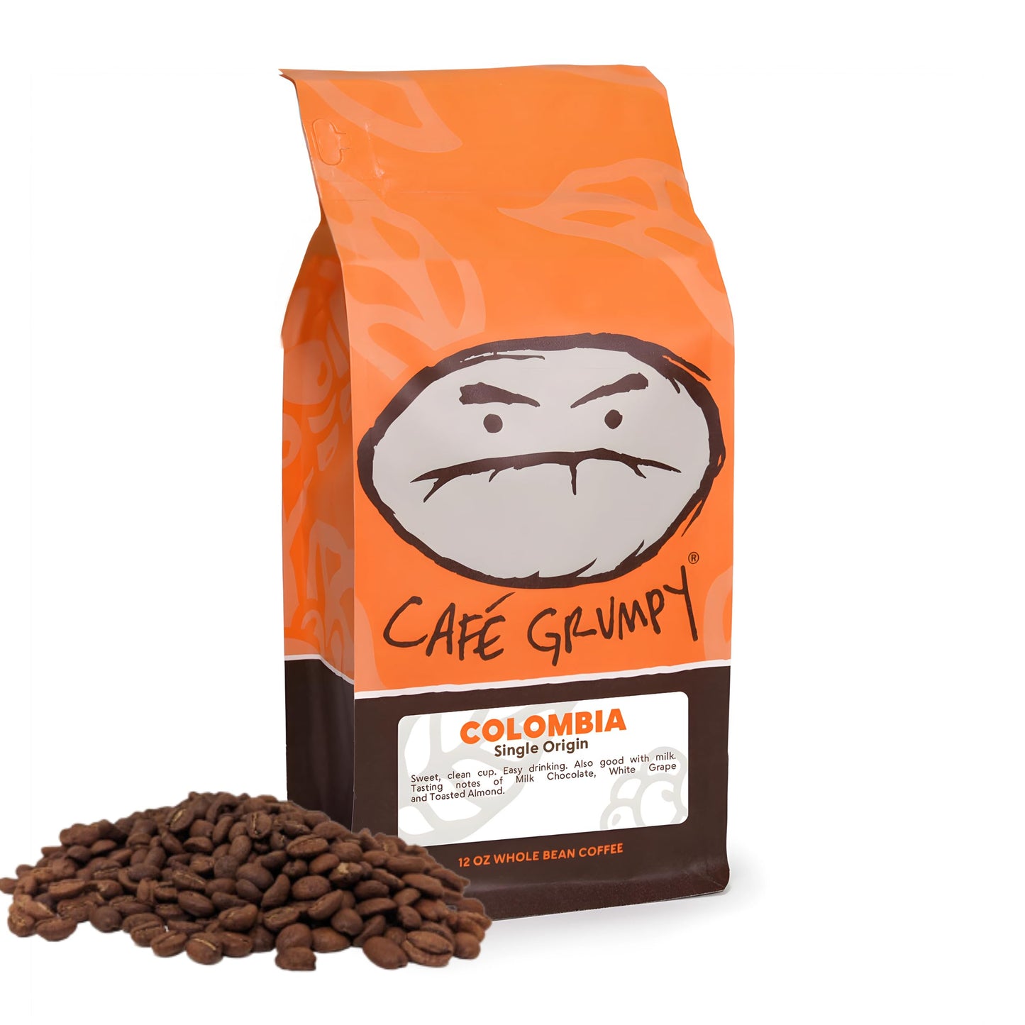 Café Grumpy Coffee Whole Beans - Colombia Arabica, Medium Roast, 12oz Bag, Single Origin, Ideal for Drip, French Press, Pour Over, Cold Brew