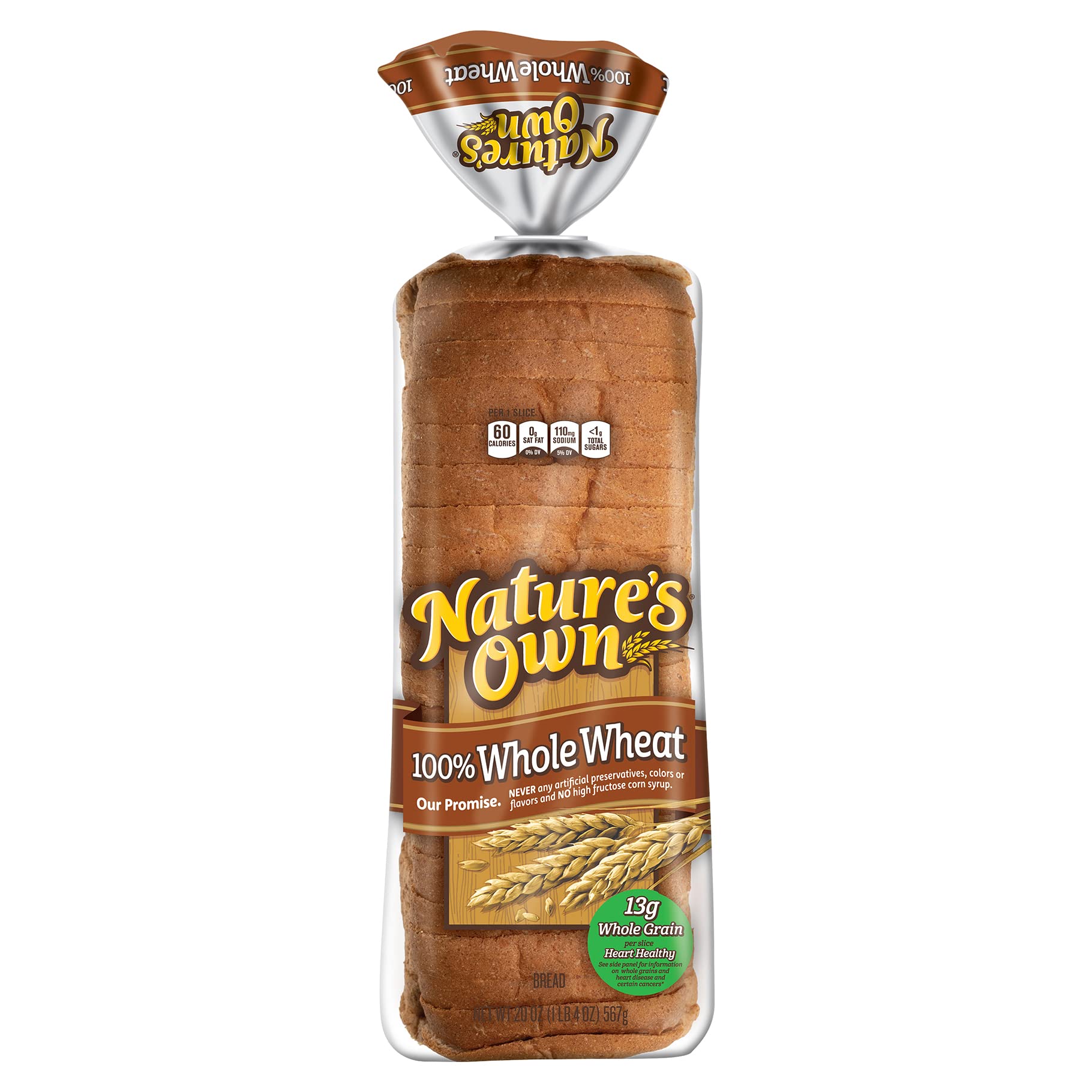 Natures Own 100% Whole Wheat  Whole Wheat Bread  20 oz Loaf