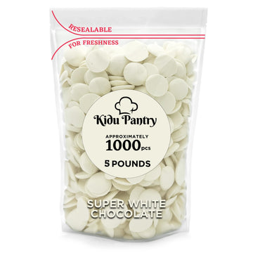 Kidu Pantry Melting Chocolate Wafers Bulk In Resealable Bag (Super White, 5 Pound)
