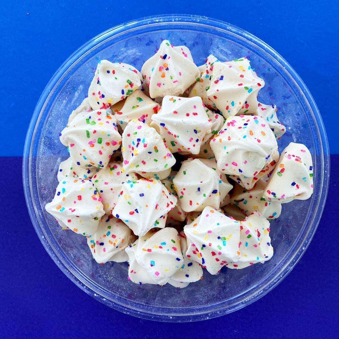 4 Pack Krunchy Melts Original Meringue Cookies | Birthday Cake Flavor 4-Pack | Only 90 Calories Per Serving | Fat Free, Gluten F