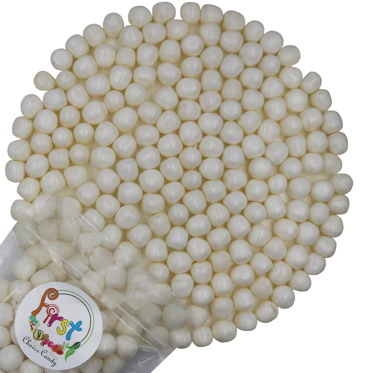 Sour Chewy Fruit Candy Balls (White Pina Colada, 1 Pound)