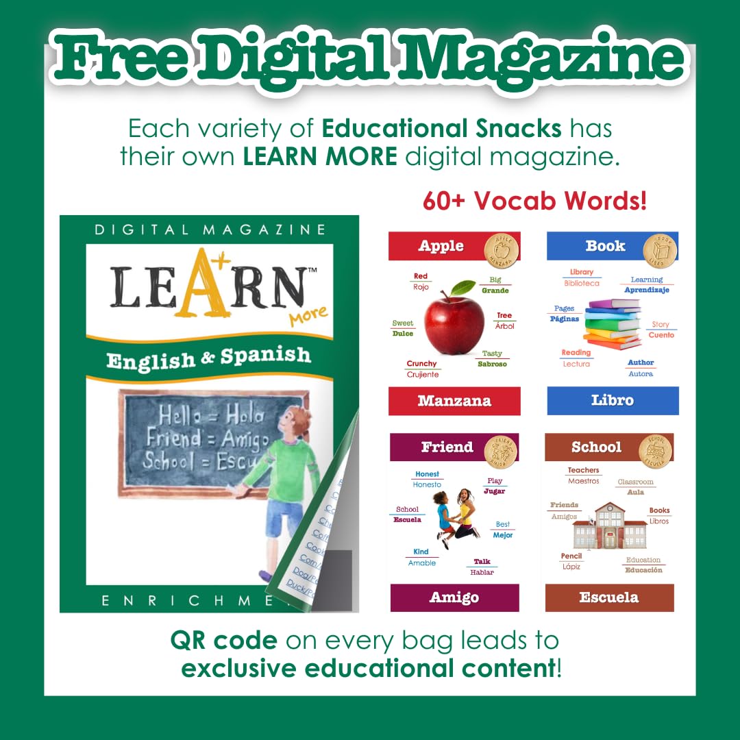 DICK & JANE EDUCATIONAL SNACKS – Nut-Free Bilingual Snacks for Kids, 12-Pack, 1 Ounce Each, English & Spanish Vocabulary Learning