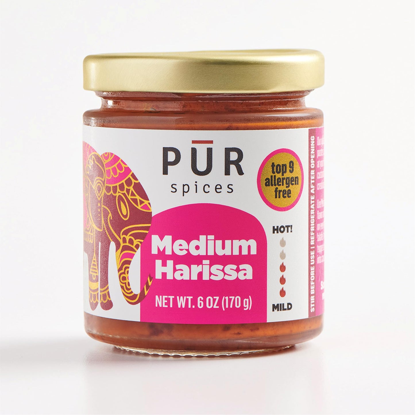 PUR Spices Medium Harissa Paste I Hot Sauce for Cooking and Dipping I Spicy Chili Pepper and Garlic Paste | Middle Eastern Inspi
