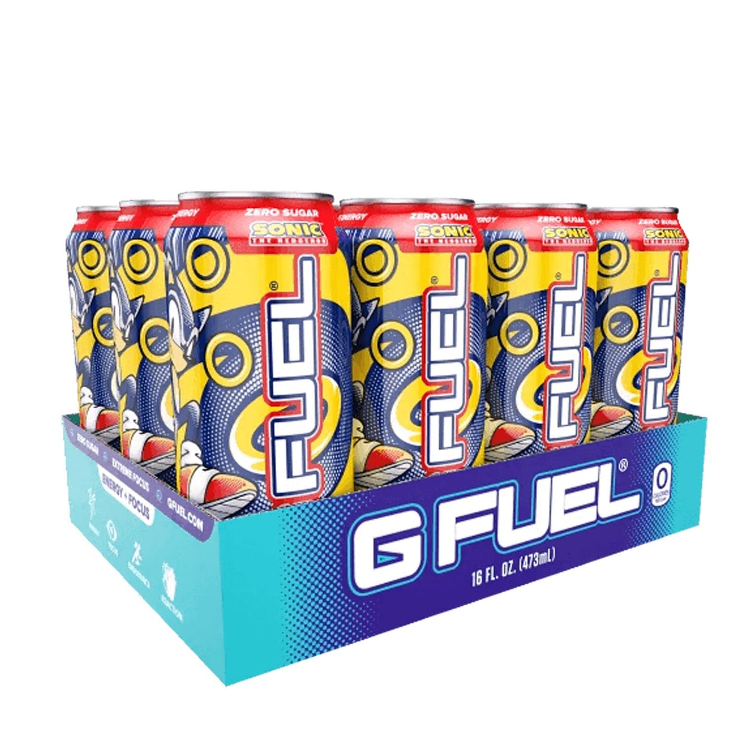 G Fuel Energy Drink, Peach Ring Candy, Sugar Free, 300mg Caffeine, 16 oz Cans, Pack of 12, Blue, Model: bcg-612