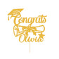 EDSG Personalized Graduation Cake Topper - Double Sided Glitter, Class of 2025, Gold