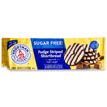 Voortman Fudge Striped Shortbread - Sugar Free Cookies - Baked With Real Cocoa - Variety Pack - 6 Packs Total