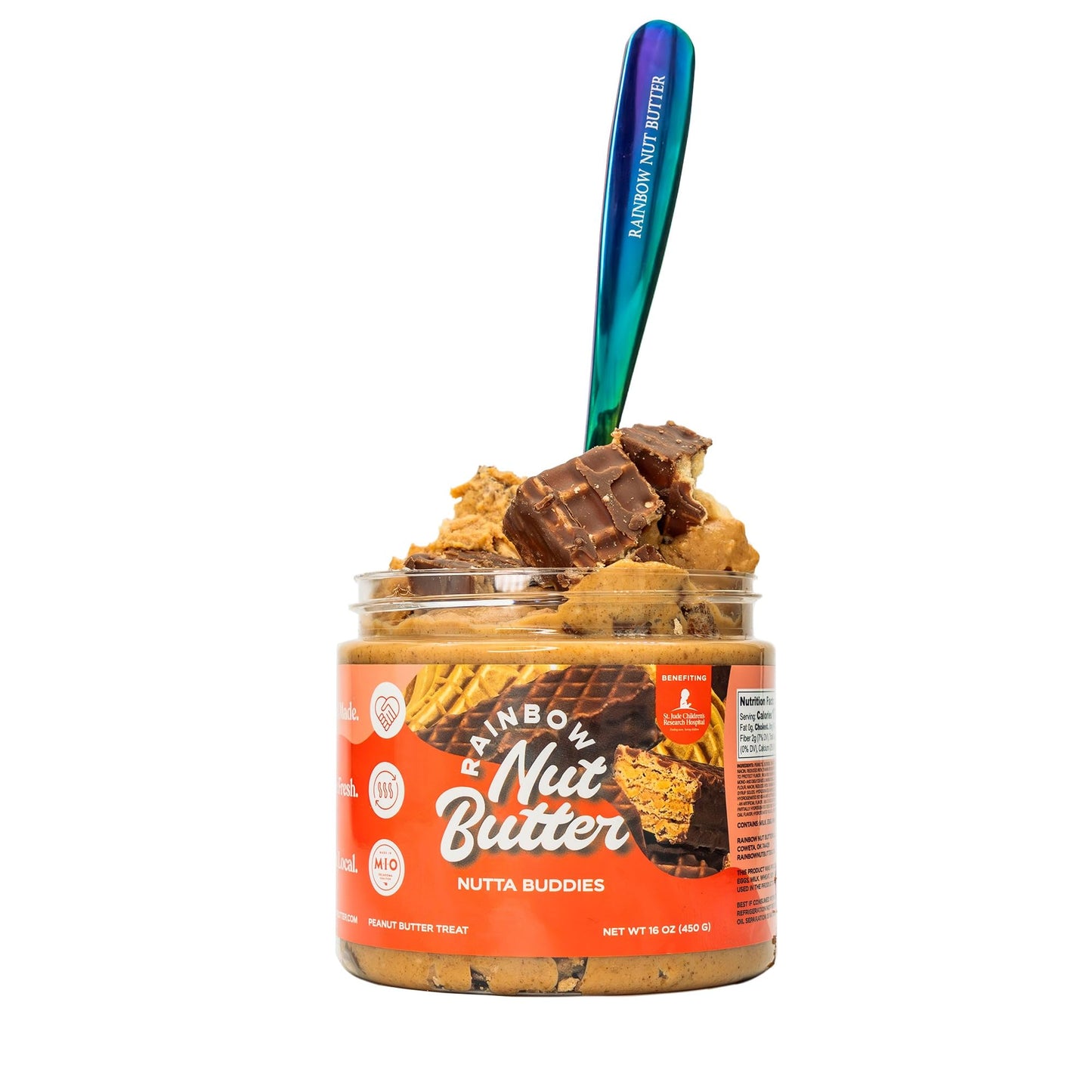 Rainbow Nut Butter, Nutta Buddies Peanut Butter, Spread, Treat, Snack, Dessert, High Protein Flavored Nut Butter, (16 Oz Jar).