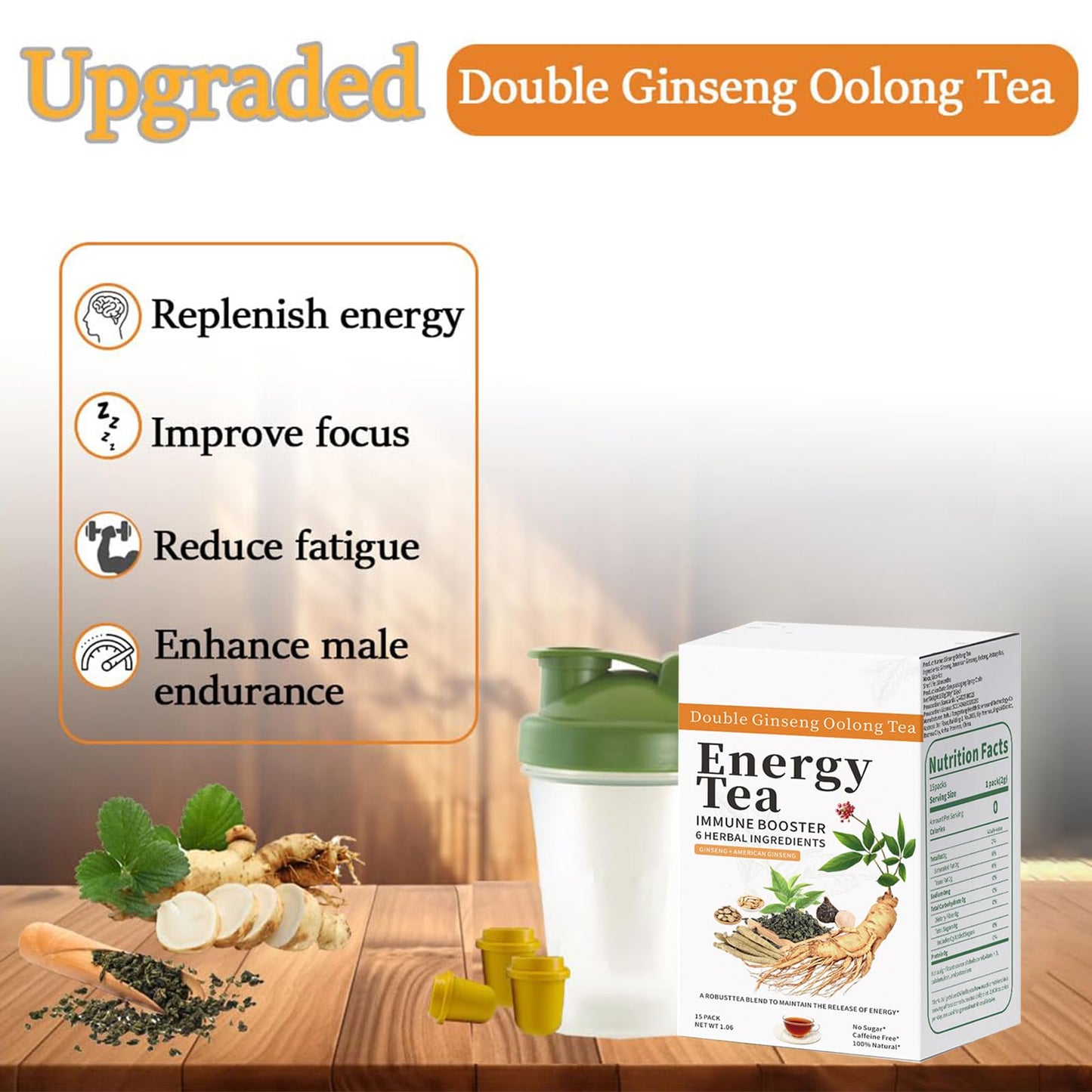 Energy Tea Immune Booster Ginseng Tea, Ginseng Oolong Tea, Kidney And Liver For Women & Men (1)