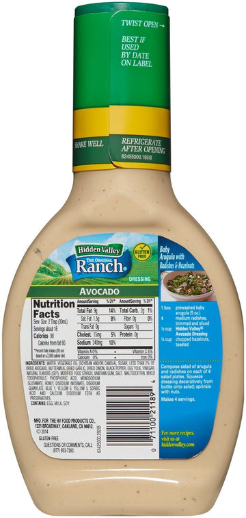 Hidden Valley Ranch Salad Dressing - Avocado 16 Oz.
