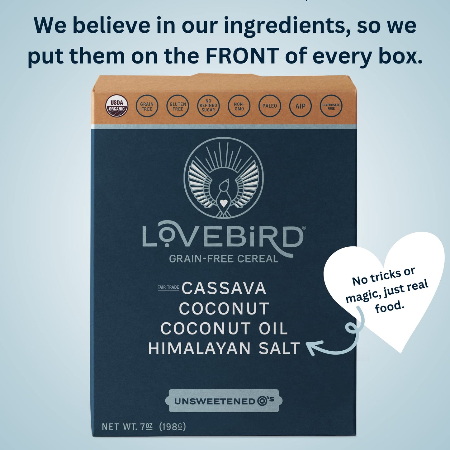 Lovebird Gluten Free Cereal - Organic Grain Free Cereals Paleo Aip Dairy Free Keto Friendly No Refined Sugar Healthy Snacks For