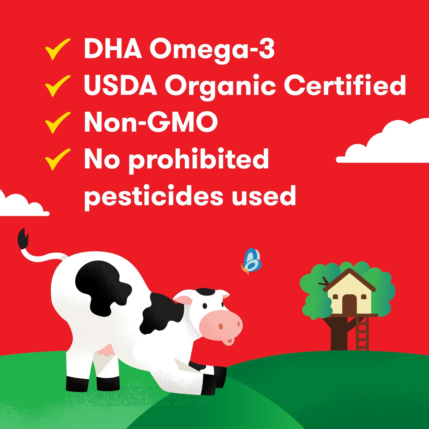 Horizon Organic DHA Omega-3 Milk, DHA 2 Percent Milk, 64 fl oz Half Gallon Carton