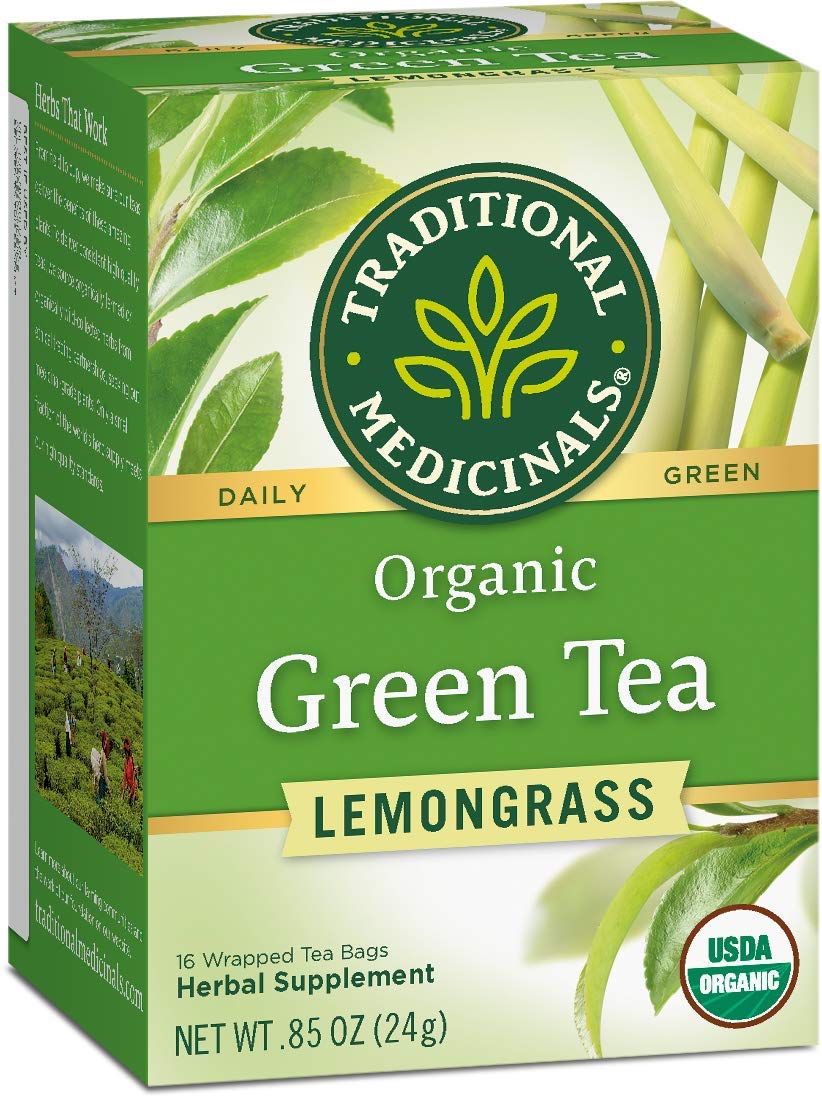 Traditional Medicinals Organic Green Tea Lemongrass Herbal Tea, Health Support (16 Count (Pack Of 6))