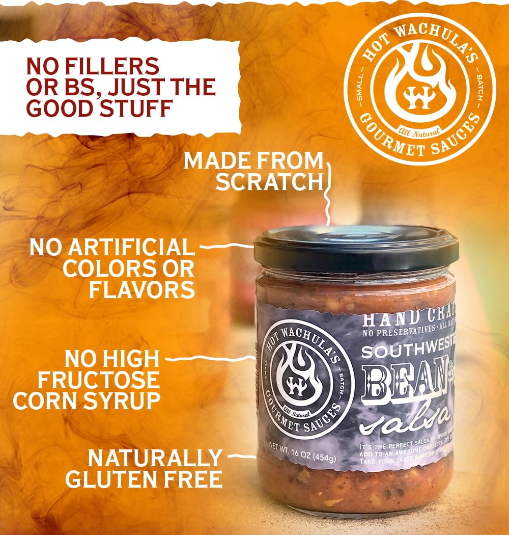 Hot Wachulas Southwest Black Bean & Corn Salsa - Medium, Handcrafted, Gluten Free, Low Sodium, All Natural Ingredients
