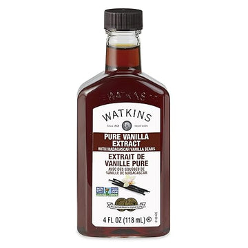 Watkins Pure Vanilla Extract With Madagascar Vanilla Beans Non-Gmo Kosher 4 Oz. Bottle 1-Pack