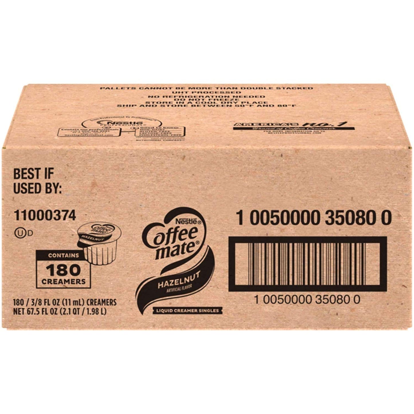 Nestle Coffee Mate Coffee Creamer, Hazelnut, Liquid Creamer Singles, Box Of 180 Singles