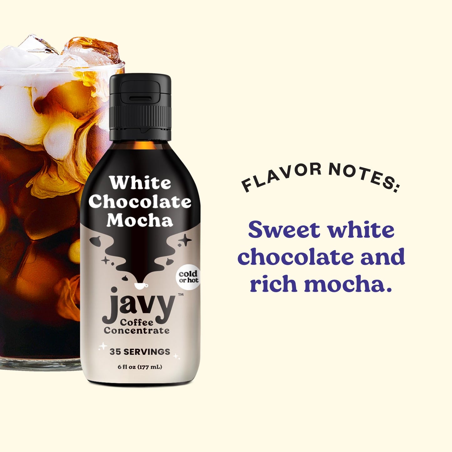 Javy Coffee Concentrate - Cold Brew Coffee, Perfect for Instant Iced Coffee, Cold Brewed Coffee and Hot Coffee, 35 Servings - Wh