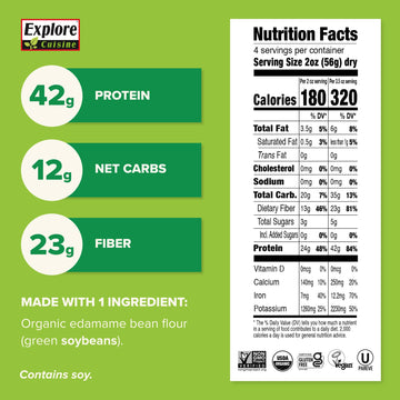 Explore Cuisine Organic Edamame Spaghetti - 8 oz - Easy-to-Make Pasta - High in Plant-Based Protein - Non-GMO, Gluten Free, Vega
