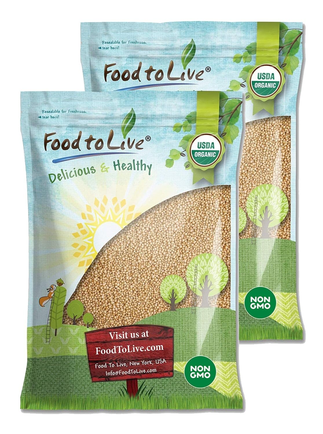 Food to Live Organic Amaranth Grain - Non-GMO, Kosher, Vegan, 25 Pound Bulk Seeds