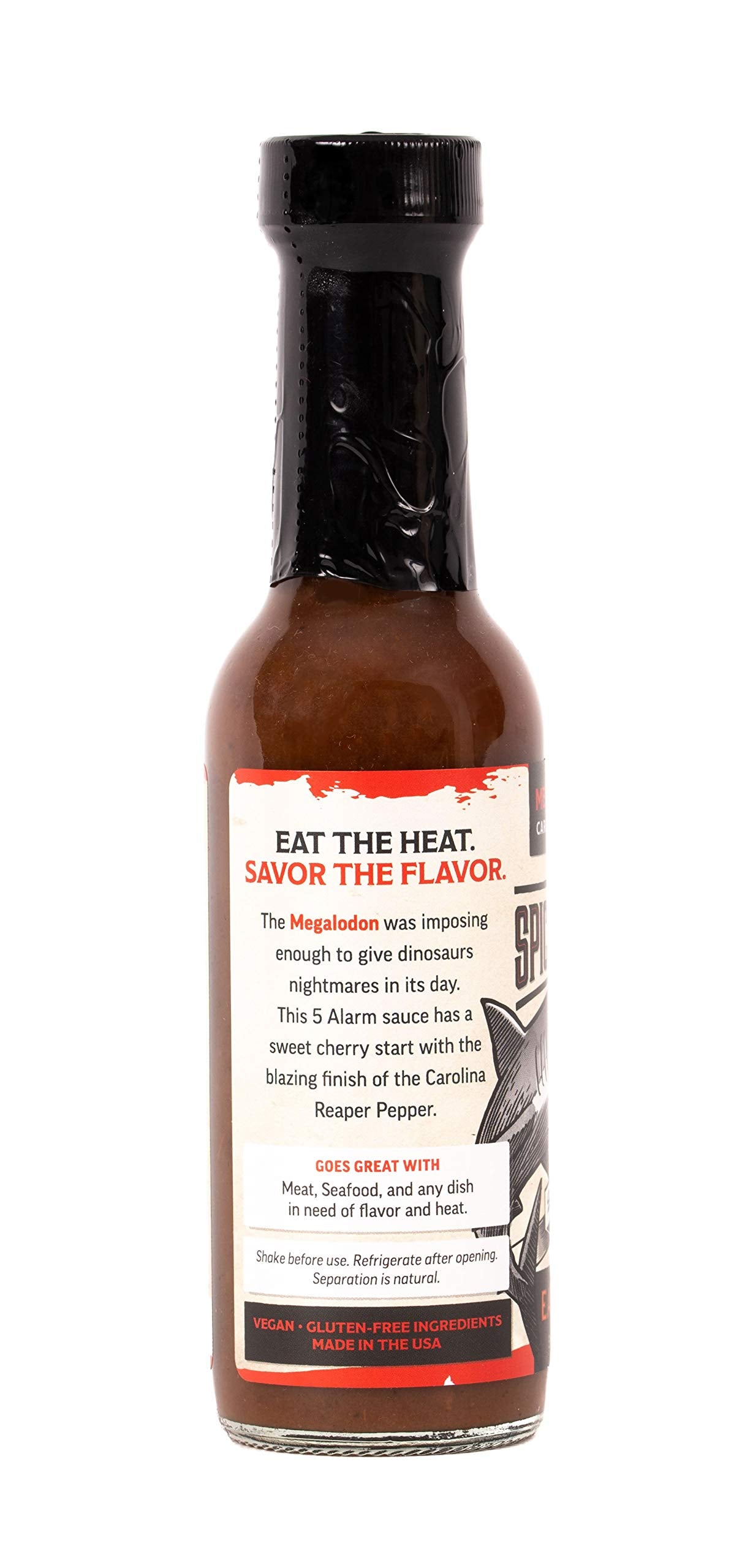 The Spicy Shark Megalodon Carolina Reaper Hot Sauce, Vegan & Gluten-Free, 5 Fl Oz