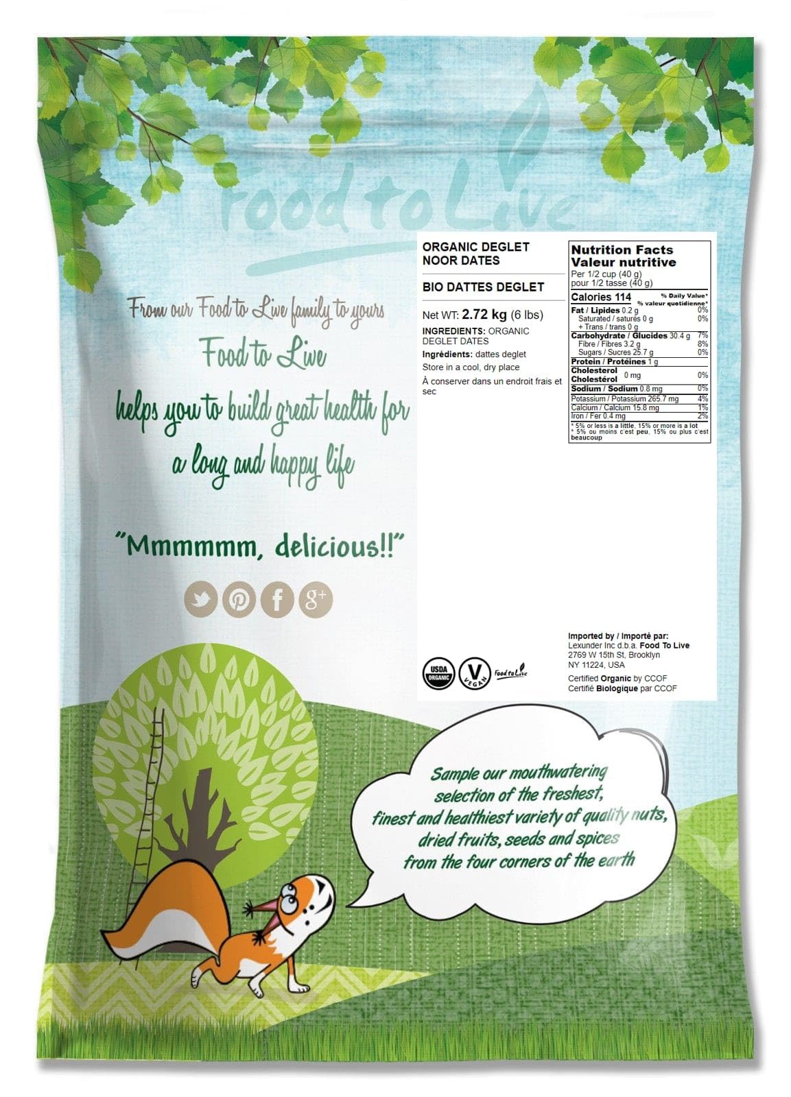 Food to Live Organic Deglet Noor Dates – Pitted, Non-GMO, Unsulfured, 6 Pounds, Vegan, Kosher, Bulk Dried Fruit